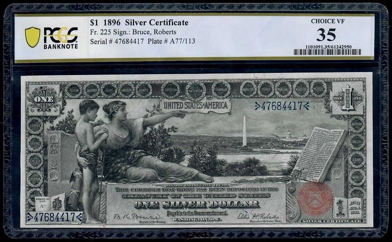 1896 $1 Silver Certificate Educational Note Fr. 225 PCGS 35 1896 $1 Silver Certificate Educational Note Fr. 225 PCGS 35