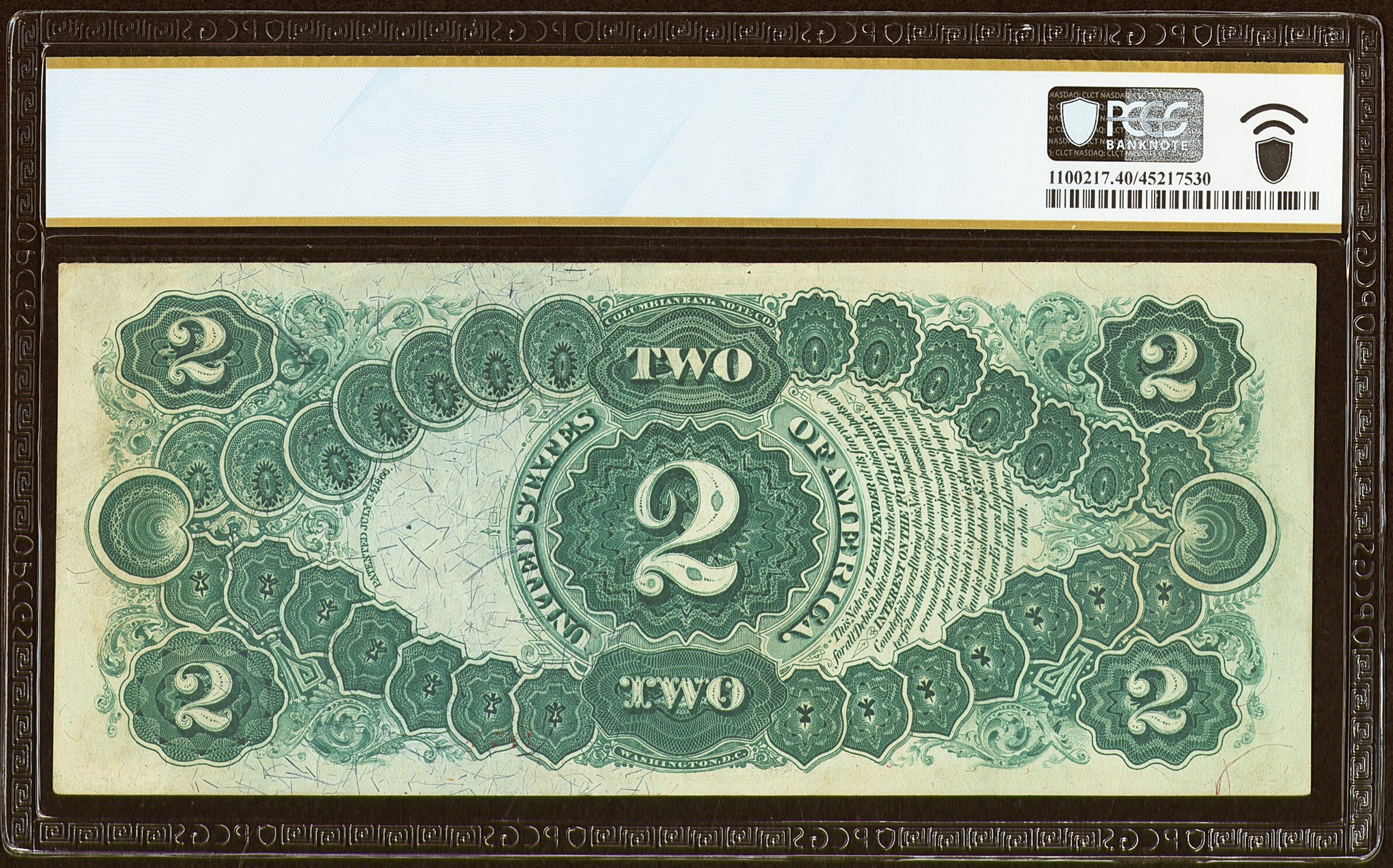1875 $2 Legal Tender FR. 44 PCGS 40 XF