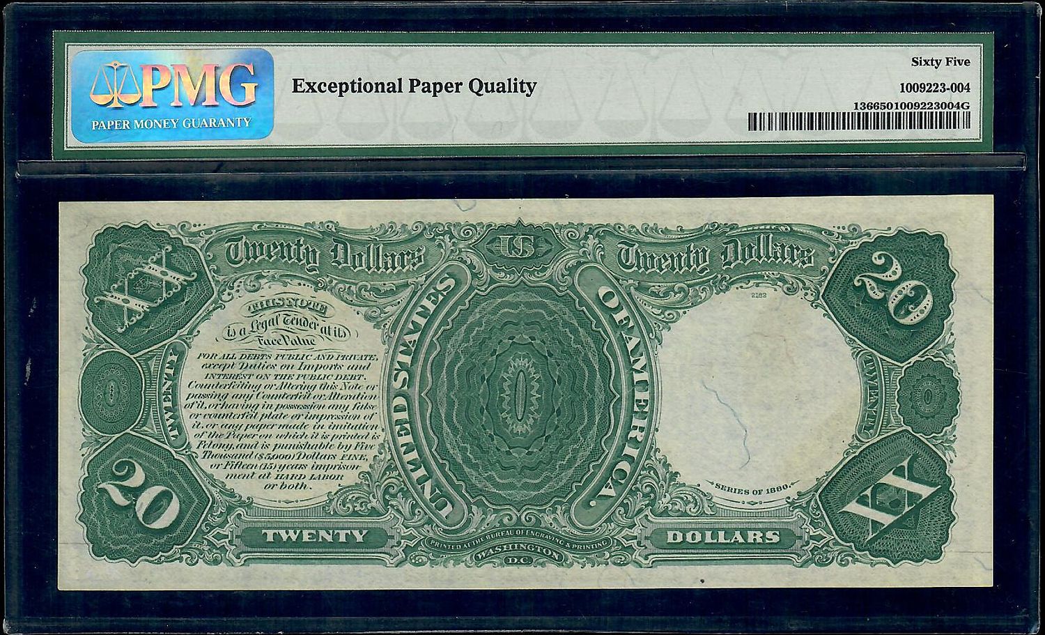 BANKNOTESコレクション 20枚 1880 $20 Legal Tender Rosecrans / Hyatt Fr# 136 PMG 65 EPQ