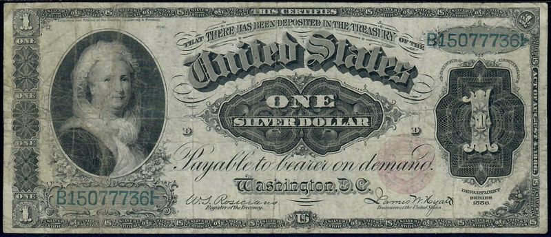 1886 $1 Silver Certificate **Martha** Fr. 216 Very Fine 1886 $1 Silver Certificate **Martha** Fr. 216 Very Fine
