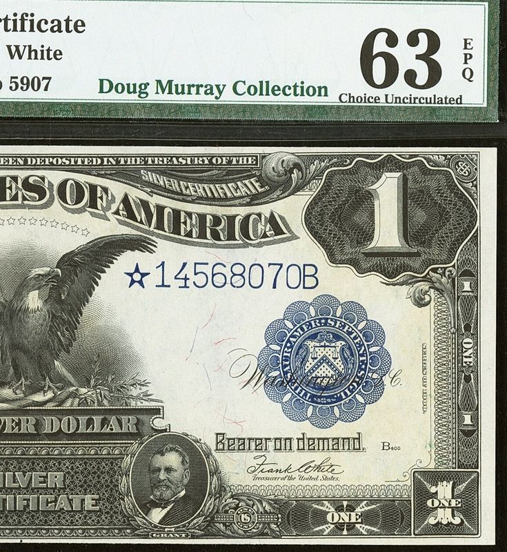 Fr. 235* $1 1899 Mule Silver Certificate Star Note PMG Choice Uncirculated 63 EPQ.
