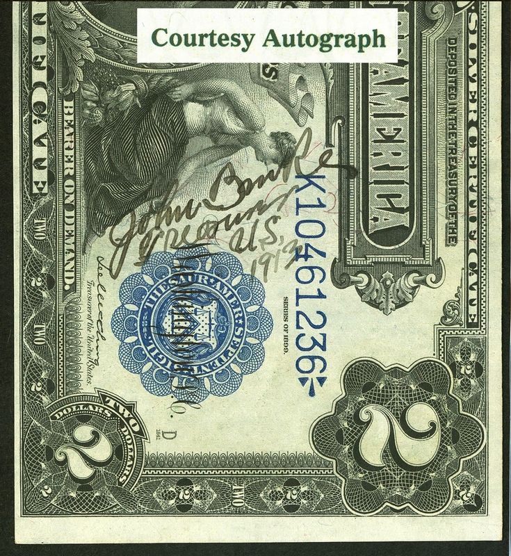 $2 1899 Silver Certificate Mini Porthole *John Burke Courtesy Autograph* PMG 64
