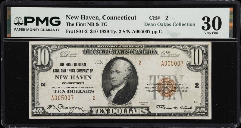 $10 1929 The First National Bank & Trust New Haven, CT -Type 2 PMG 30 $10 1929 The First National Bank & Trust New Haven, CT -Type 2 PMG 30