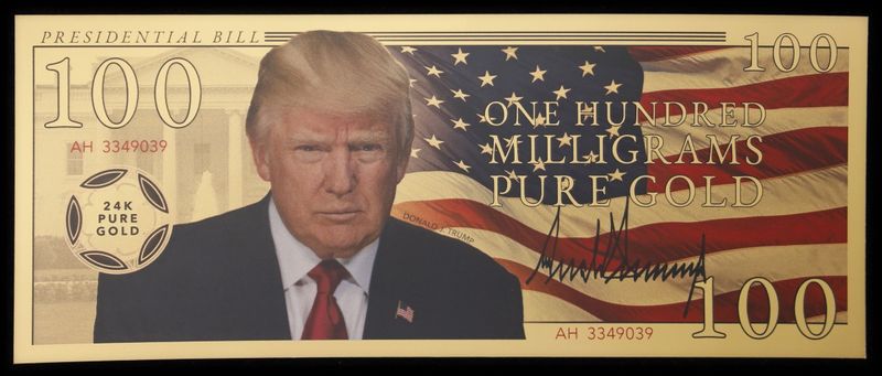 2025 President Trump U.S. Marines 100 Milligrams Pure Gold .999 Bill