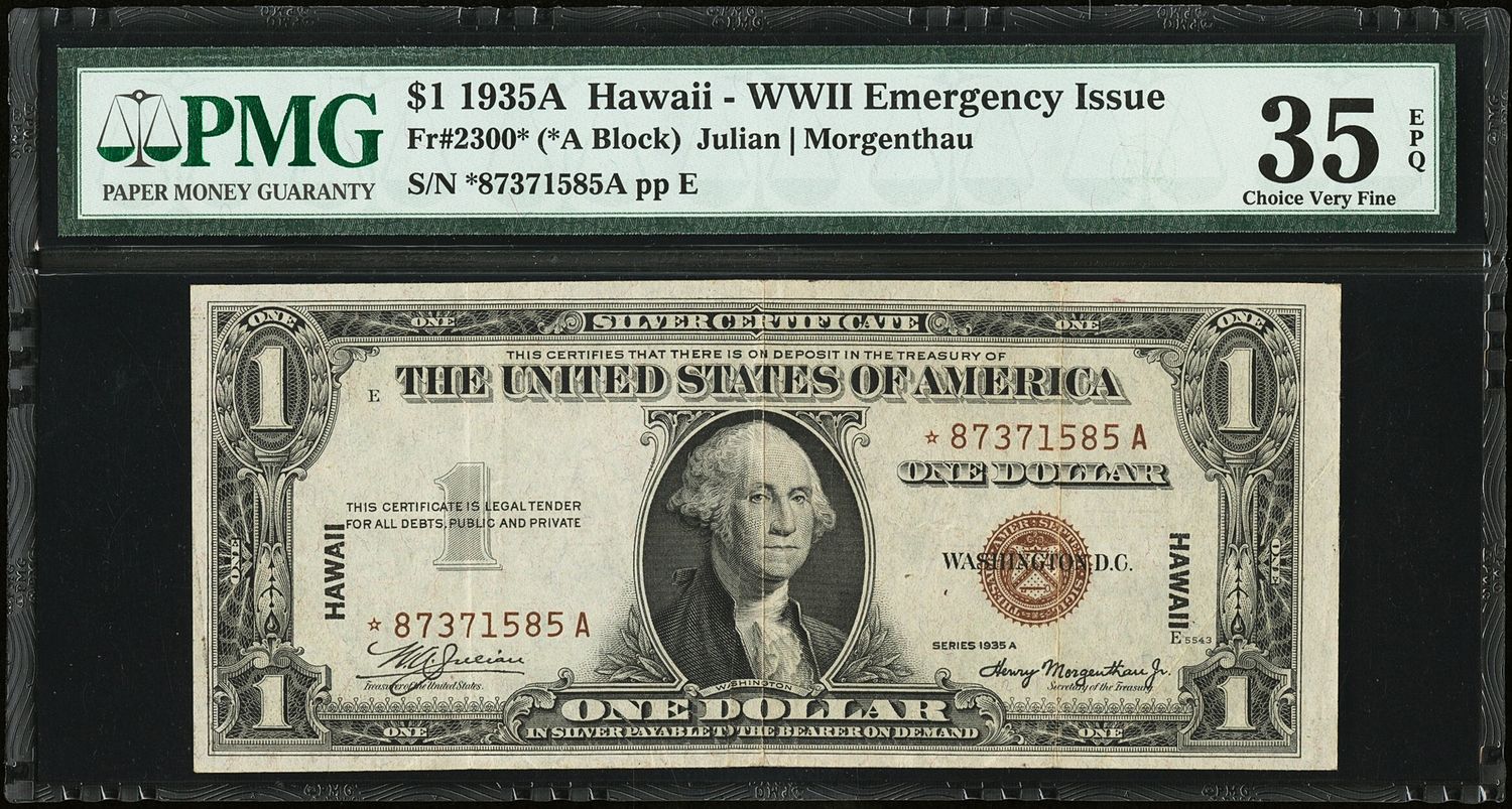 1935A $1 Hawaii **Star Note** WWII Emergency Issue FR-2300*  PMG 35 EPQ