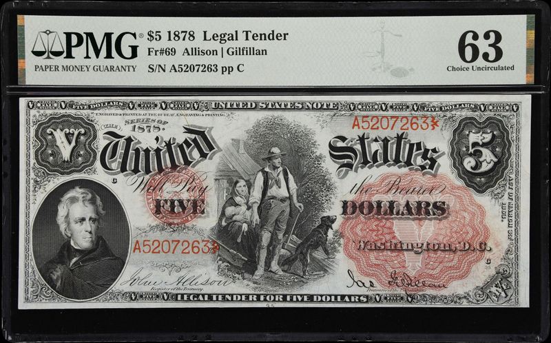 1878 $5 Legal Tender Note - Fr. 69 PMG 63 Uncirculated 1878 $5 Legal Tender Note - Fr. 69 PMG 63 Uncirculated