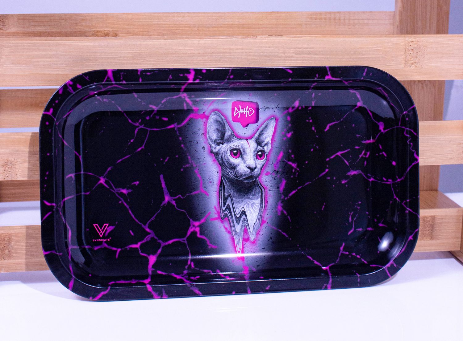 Melting Cat Rolling Tray - “Cat Tray” | Decorative Metal Tray with Funny Trippy Melting Cat