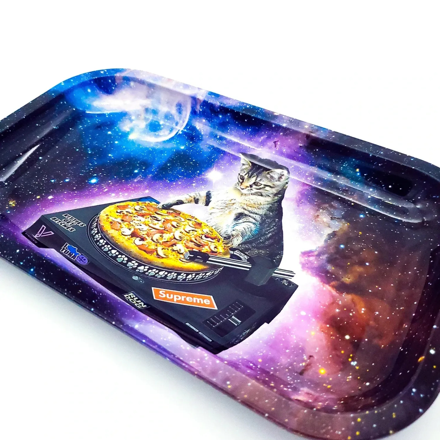 Dj Cat Rolling Tray - “Cat Tray” | Decorative Metal Tray with Funny Djing Cat Tray