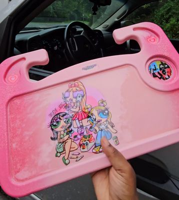 Flower Puff Girls Car Tray Table Set