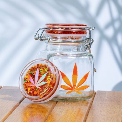 Glitter Leaf Mini Stash Jar