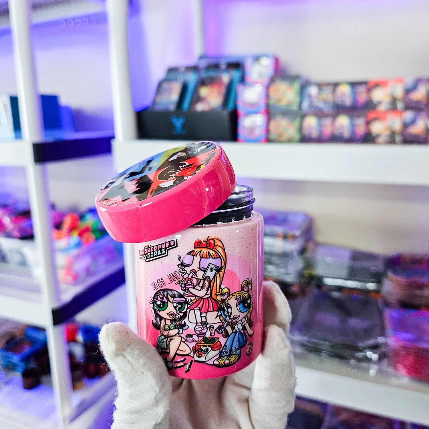 Flower Puff Girls  Stash Jar