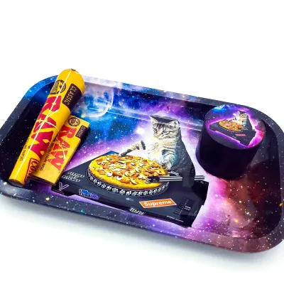 Dj Kitty Cat Metal Rolling Tray Set
