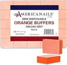Americanails Disposable Mini Orange Buffers | 180/240 Grit 50ct