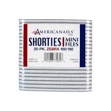 Americanails Shorties Mini Cushioned File | Zebra 100/180 20ct
