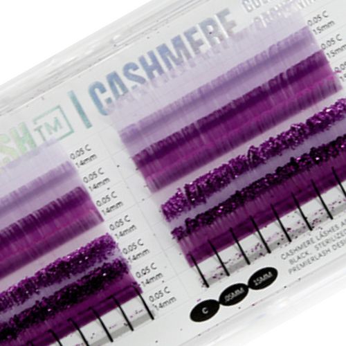 PL Purple Glitter C Curl, Size: 12-13mm