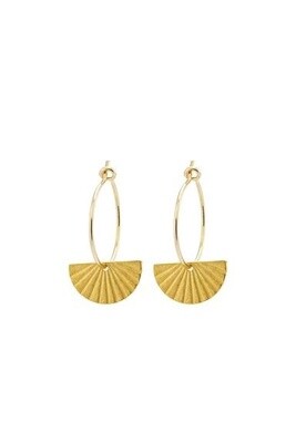 Gold Fan Earrings - 2076