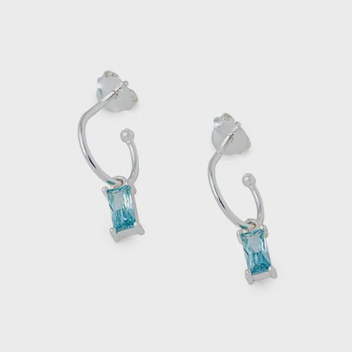 Silver Aquamarine Drop Earrings - 2579