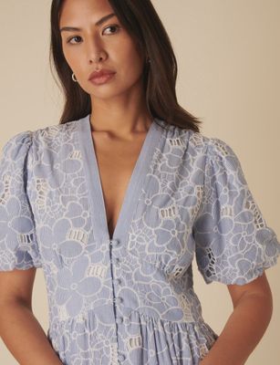 Blue Stripe Broderie Starlight Dress
