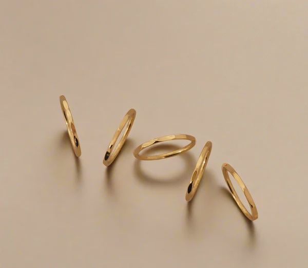 Fine Hammered Rings - Stack of 5