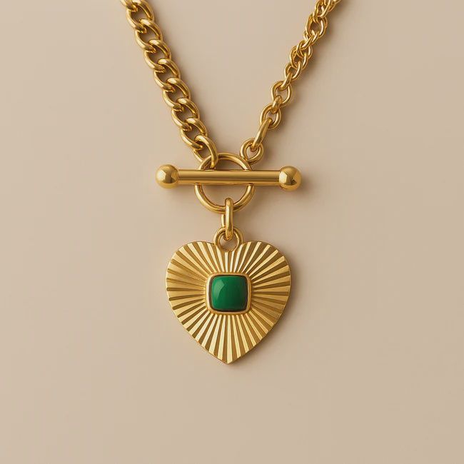Heart T-Bar Agate Necklace