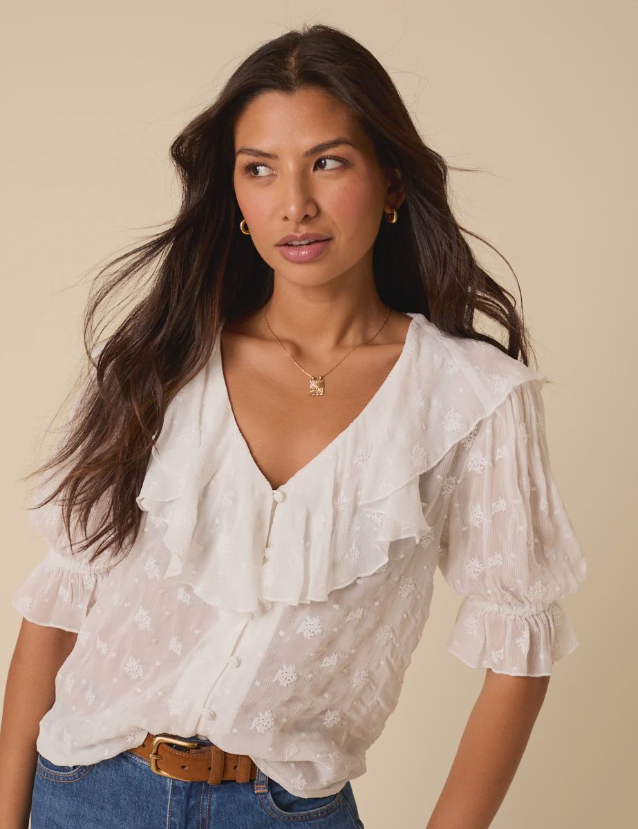 Whitney Frill Blouse, Size: 8
