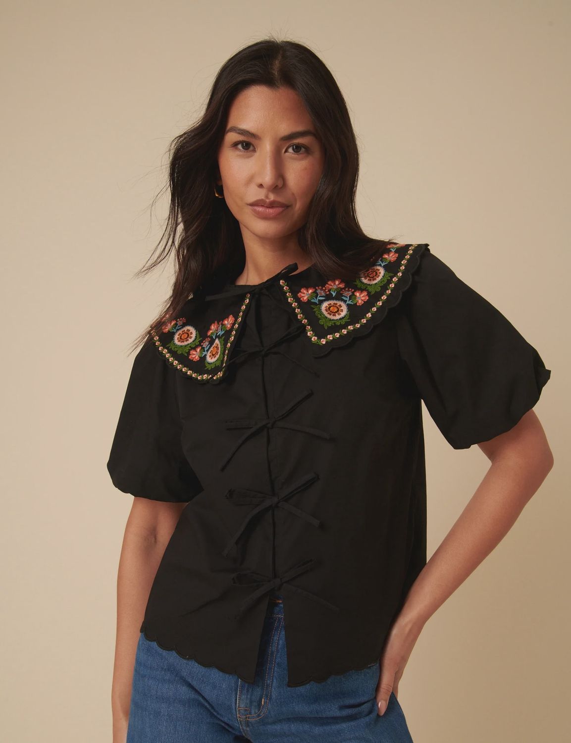 Joplin Embroidered Blouse, Size: 8