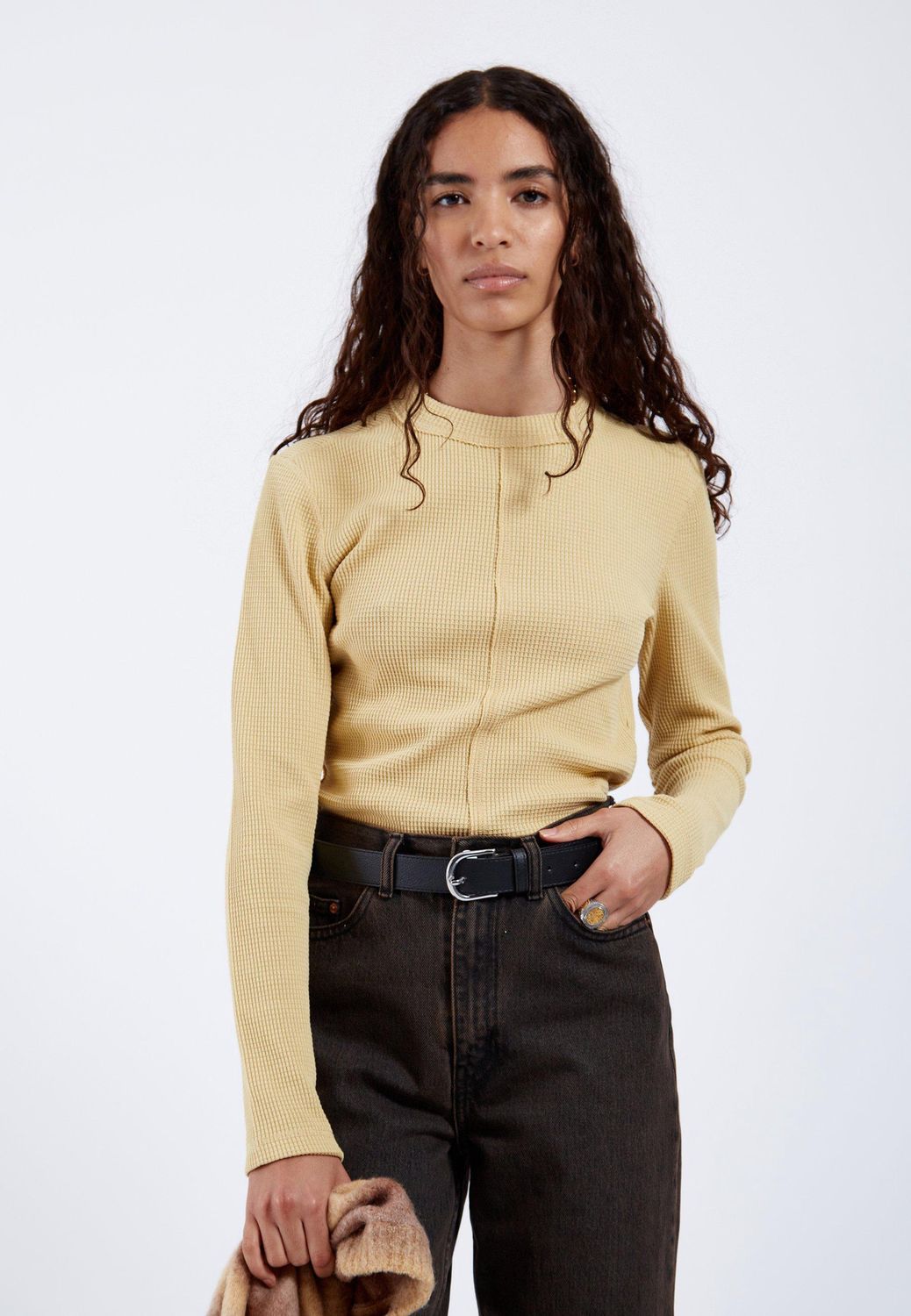Stella Waffle Top, Colour: Jojoba, Size: XS