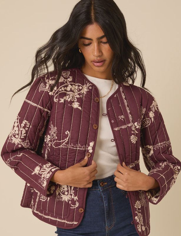 Burgundy Quilted Jacket