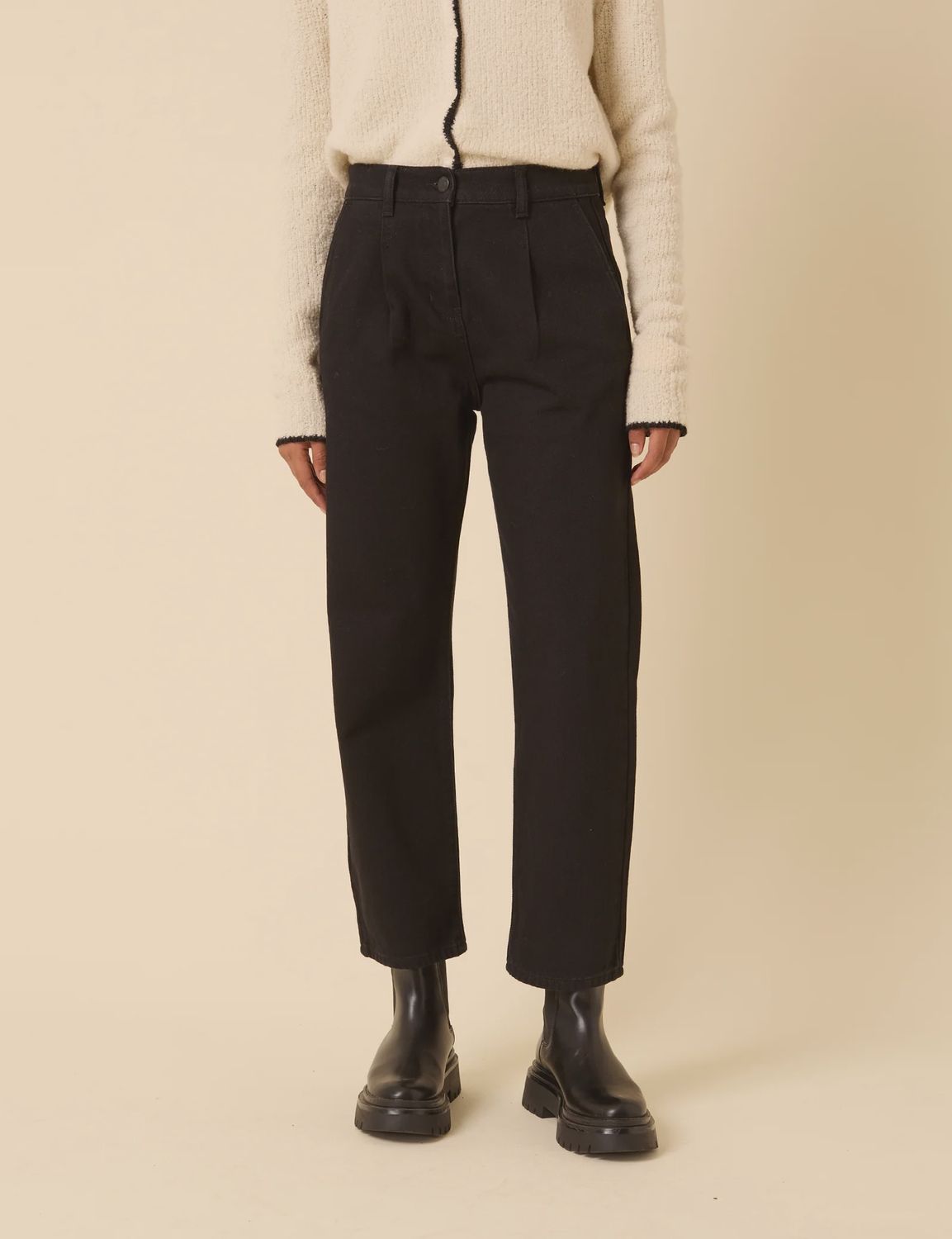 Pleat Straight Leg Jeans, Size: 8