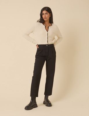 Pleat Straight Leg Jeans