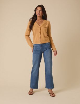 Pointelle Yolk Cardigan