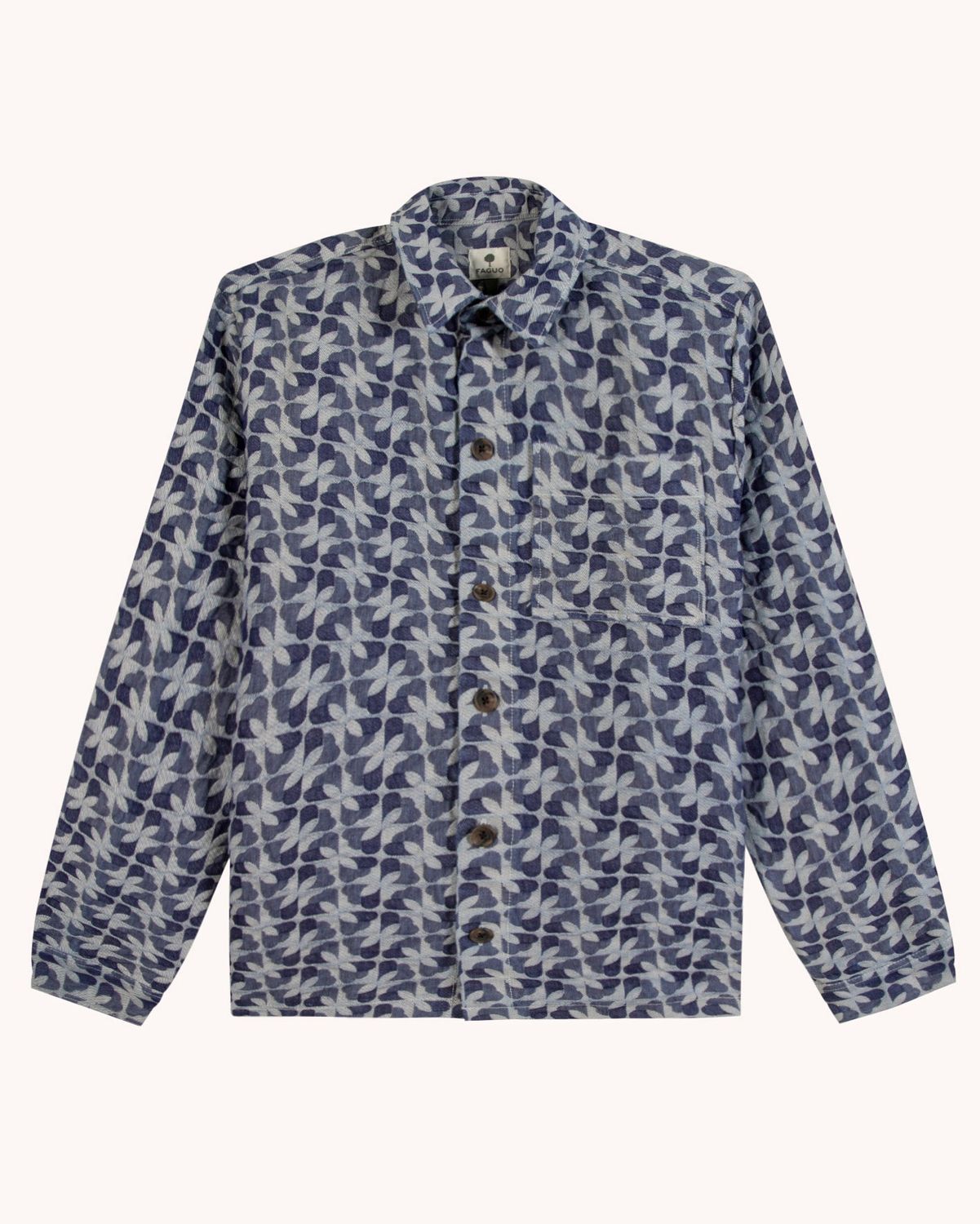 Denim Blue Jacquard Gastine Overshirt, Size: S