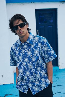 Blue Flower Carbon Shirt