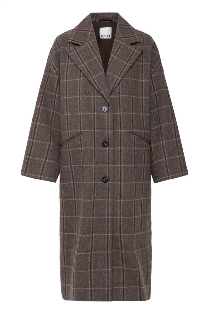 Cocoa Brown Check Emmalu Coat, Size: 34/UK8