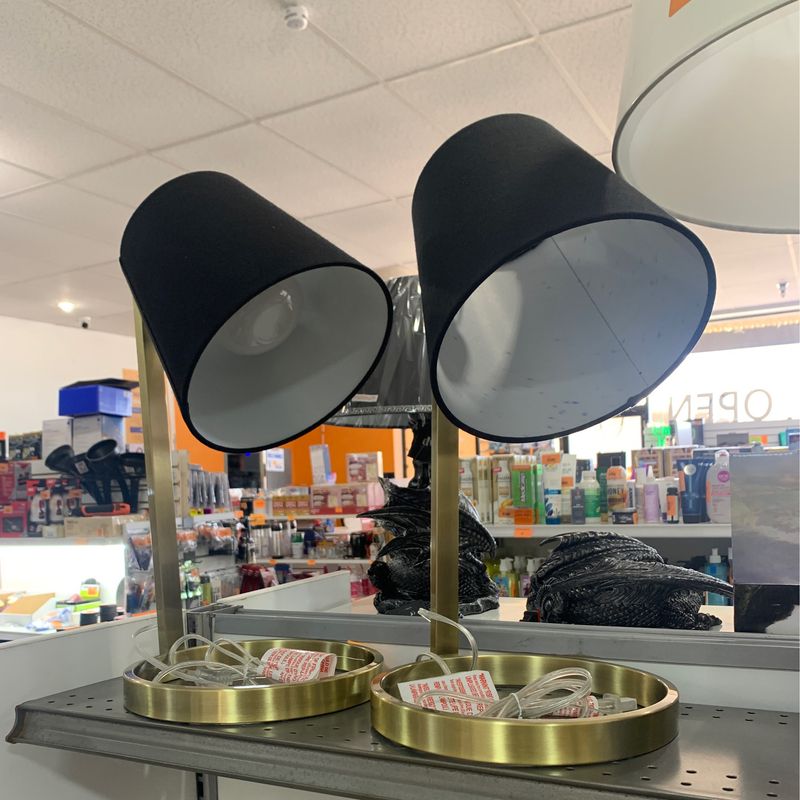 Set of 2 gold and black lamp