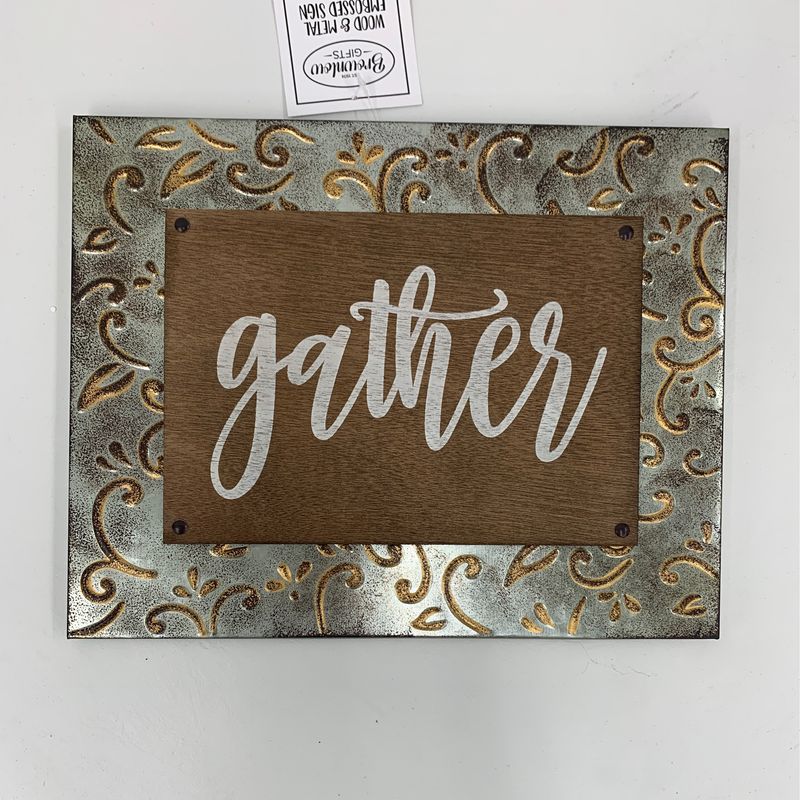 Wood/Metal "Gather" Embossed Signs