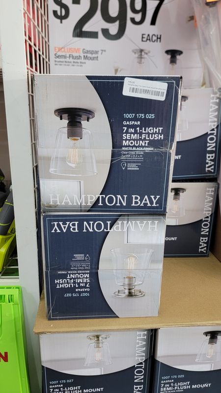 Hampton Bay Flush Mount Light Fixtures brushed nickel