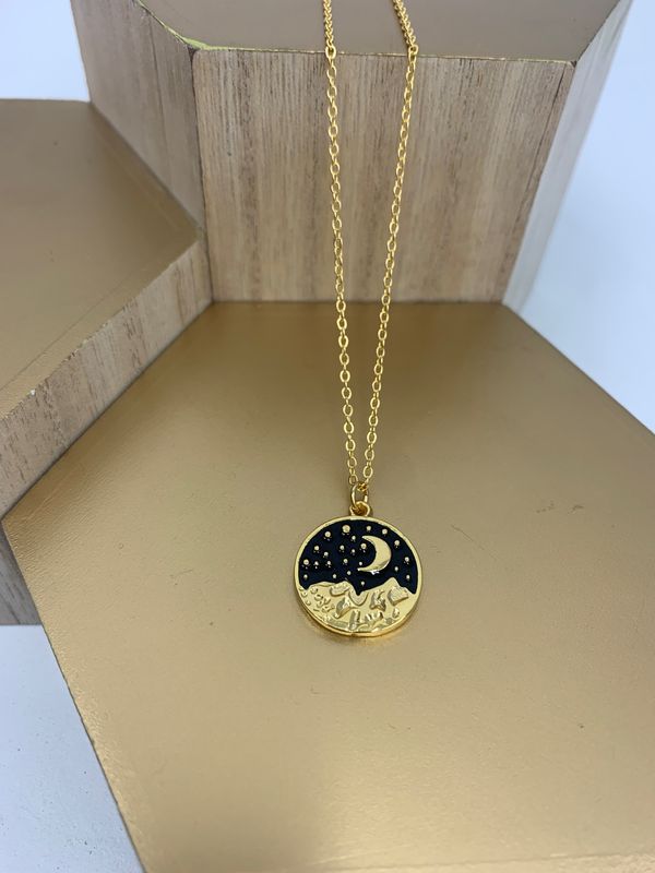 24k gold plated moon necklace