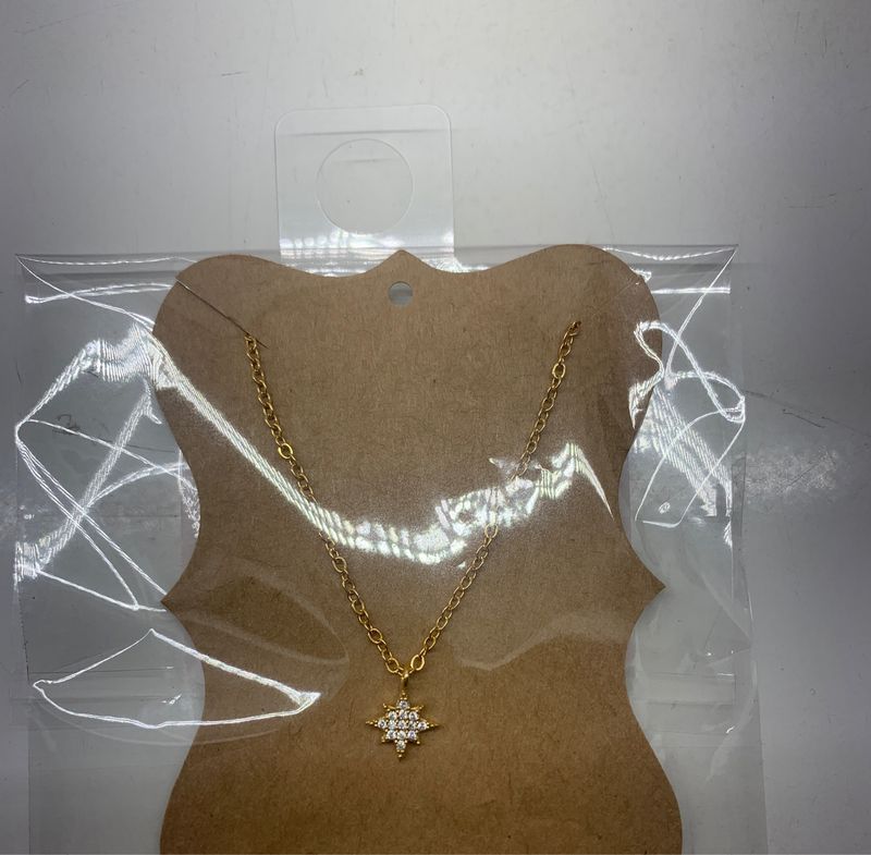 24k gold plated star zircon necklace