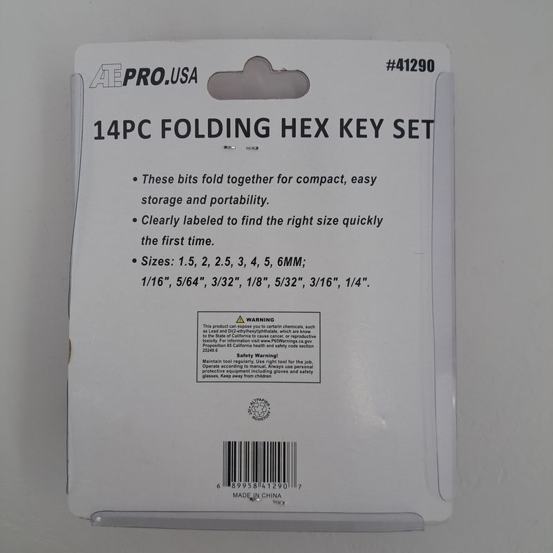 14pc folding hex key set