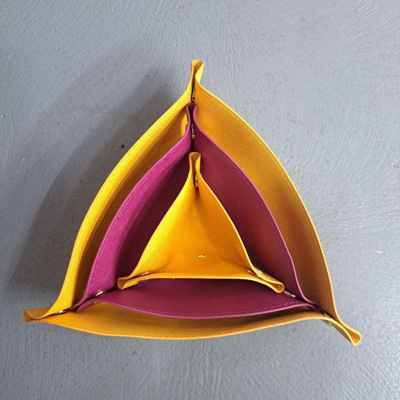 Vegan leather triangle valet trays 3 pc