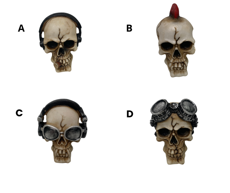 skulls w glasses / headphones / red hair