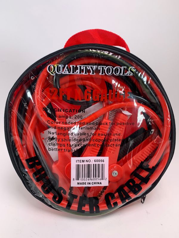 Quality Tools 12ft x 6 Gauge - Booster Jumper Cables