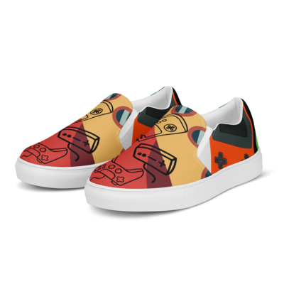 Men&#39;s Retro Gaming Slip-On Canvas Shoes