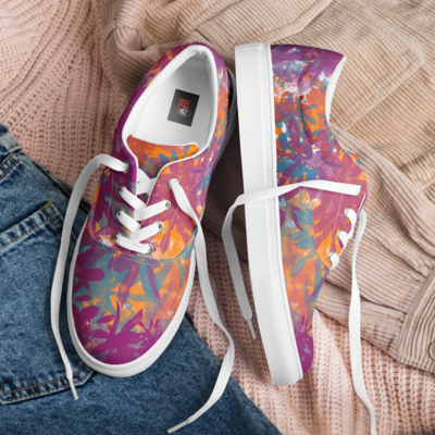 Women&#39;s Floral Lace-Up Canvas Shoes