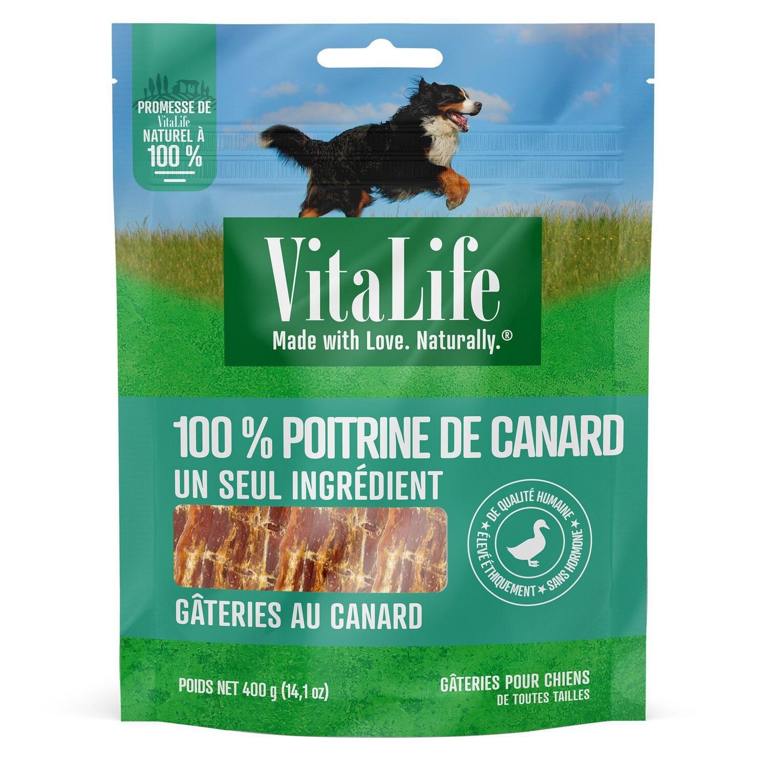 VitaLife Gâteries de poitrine de canard (400g), Saveur: Poitrine de Canard