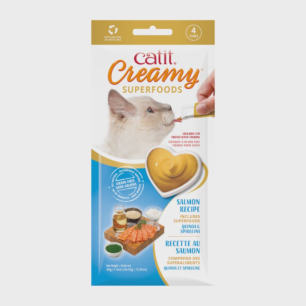 Catit - Creamy - Superfoods - Saumon (4 tubes x 10g)