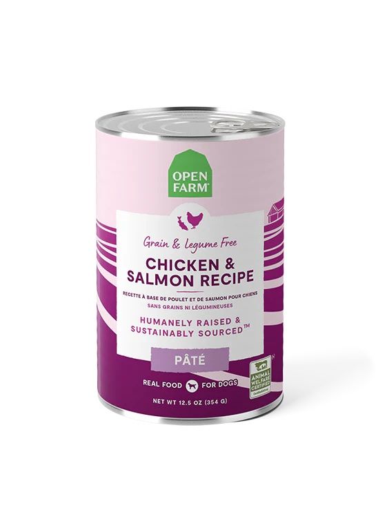 Open Farm - Pâté - Nourriture humide pour chiens (Poulet et beouf, Surf et Turf, Poulet, Dinde, Poulet et Saumon, Végane, Chiot Poulet et Saumon) (354 g), Saveur: Poulet et Saumon