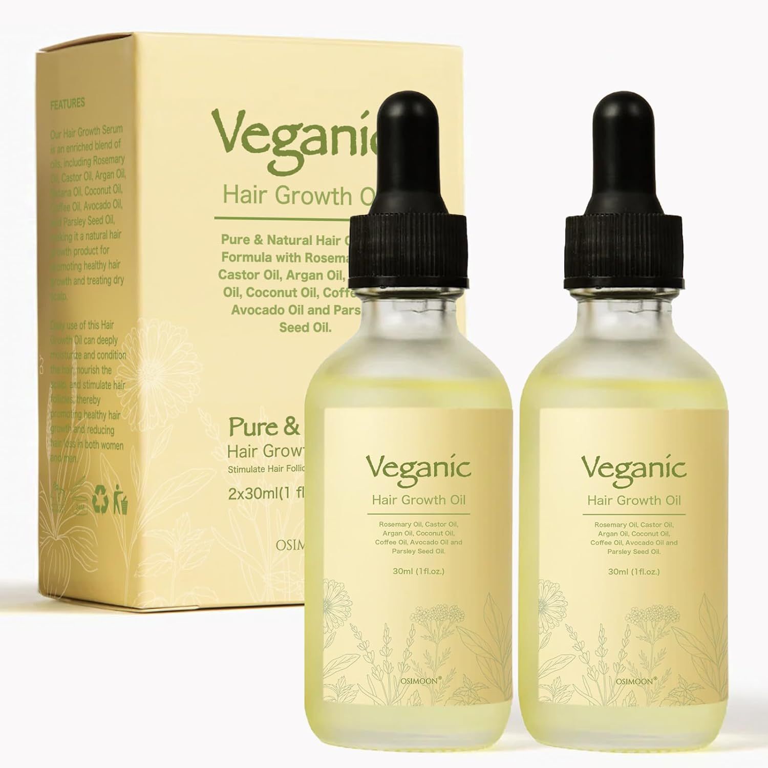 Veganic Hair Growth Oil 1 fl oz (30ml) 2PCS