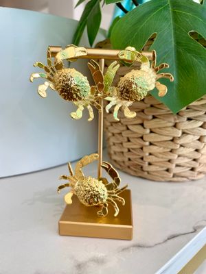Gold Crab Earrings Set